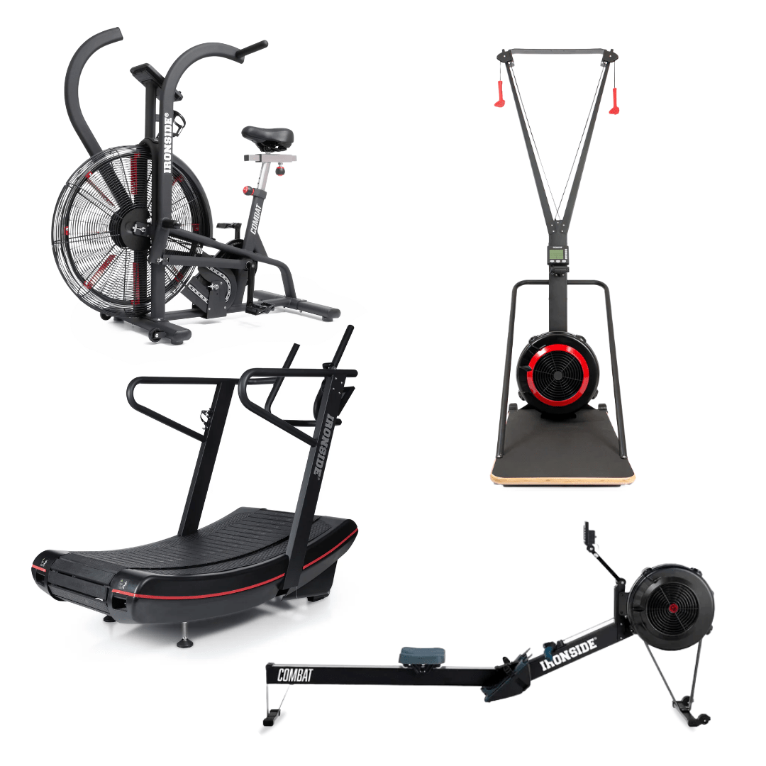 Pack IRONSIDE Combat Caminadora Curva + Air Bike + Remadora + Ski Erg