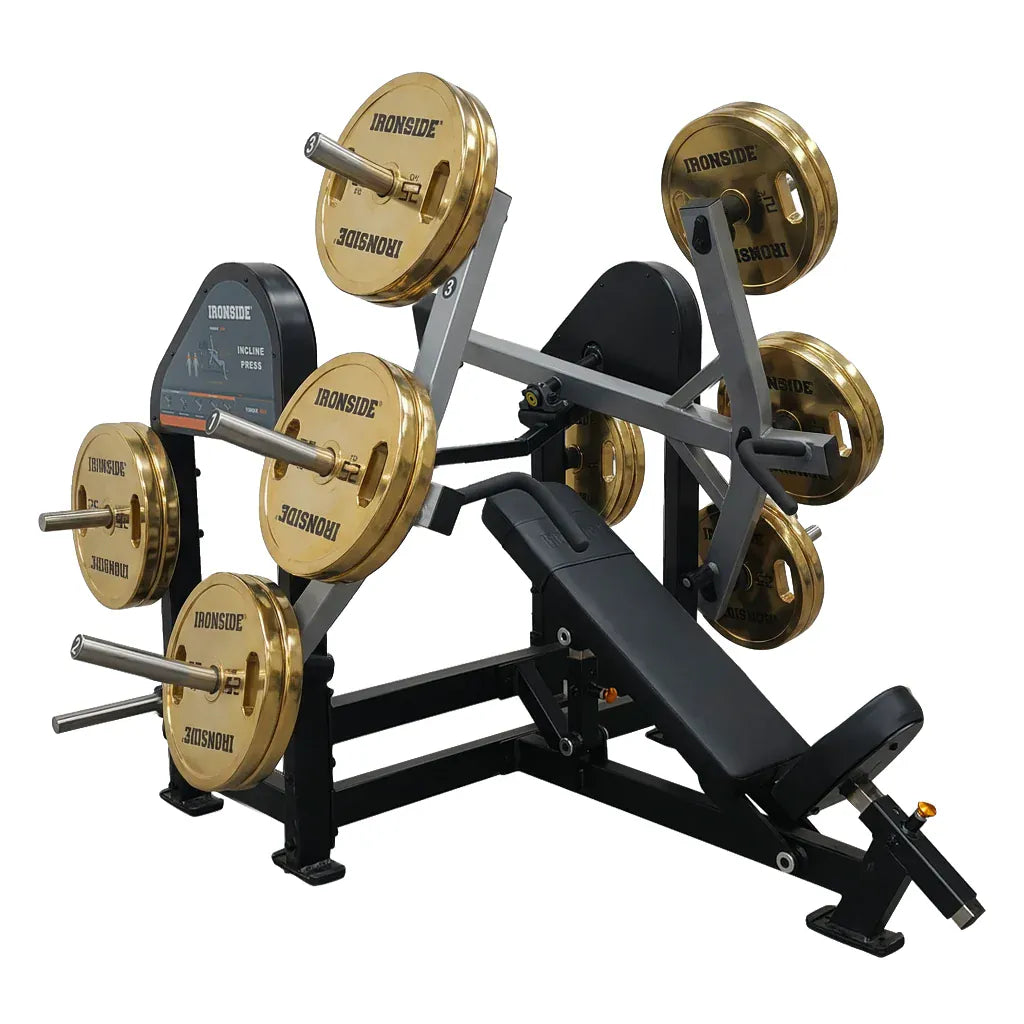 Inclined Chest Press Premier con ajustes ergonómicos, agarres múltiples y resistencia modulable para un empuje inclinado estable, técnico y de nivel profesional