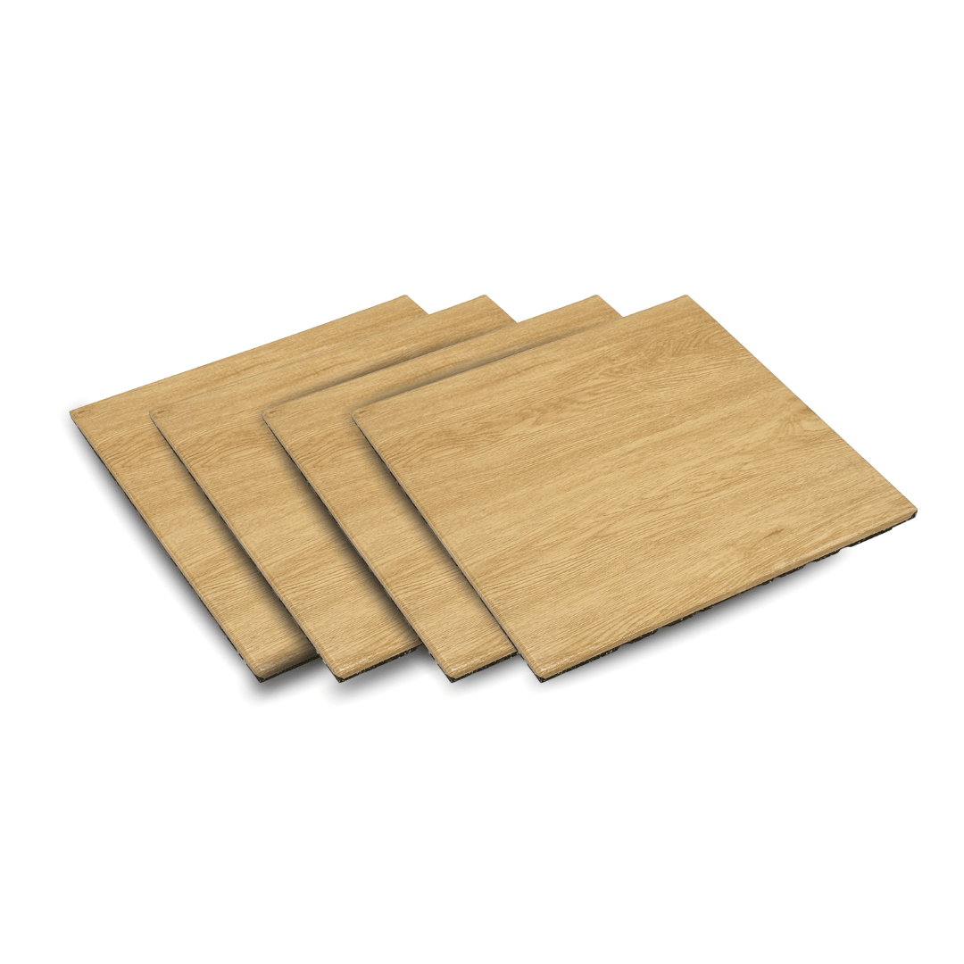 Pack IRONSIDE 4 Pisos de Caucho Premium Simulación Madera (50cm x 50cm x 2,5 cm)