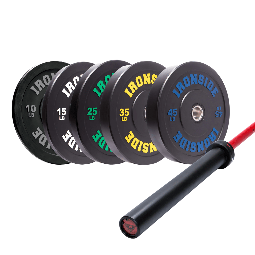 Pack IRONSIDE Barra Phoenix Cerakote (20 kg) + Set Discos Pro Bumper (260 lb)