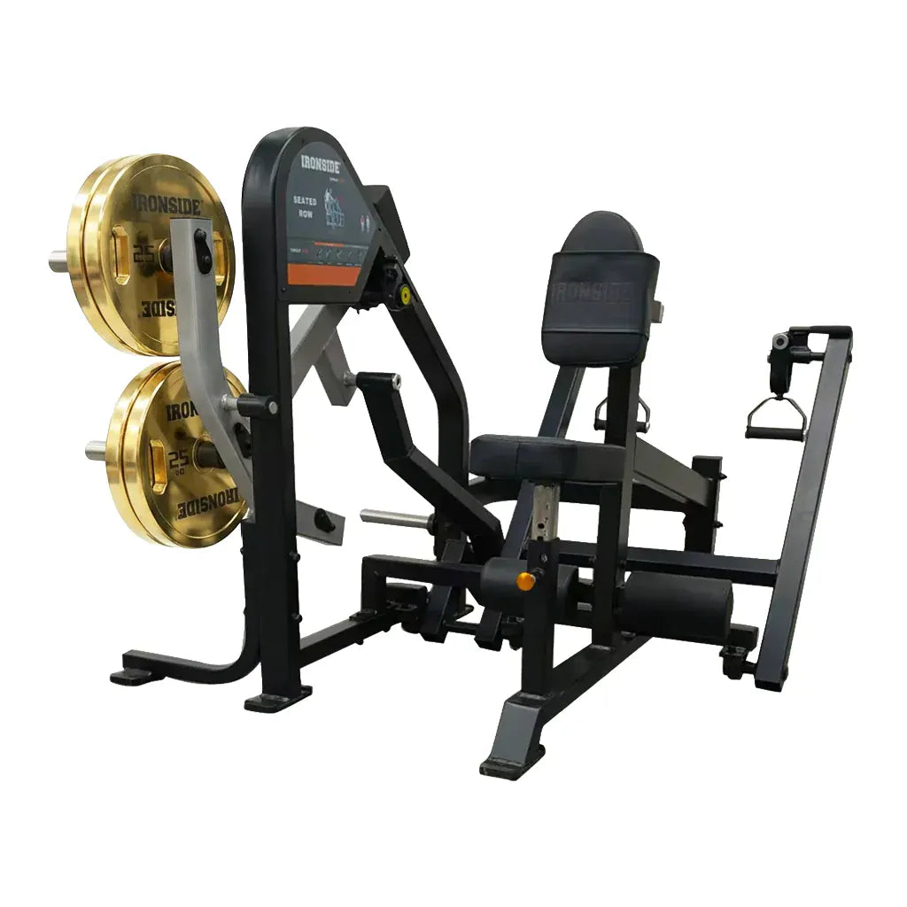 Seated Row profesional con ajustes biomecánicos, resistencia modulable y movimiento estable para entrenar la espalda con control y alta eficiencia técnica.