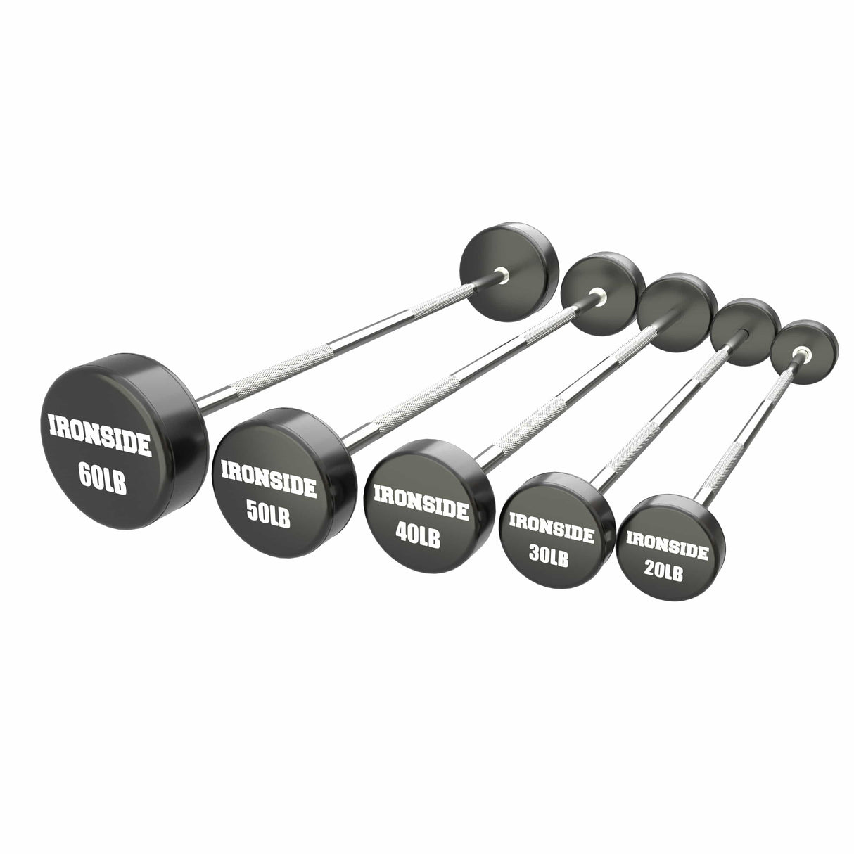 Set 10 Barras Mixtas Peso Fijo CPU (20 a 60lb) + Rack de Almacenamiento IRONSIDE