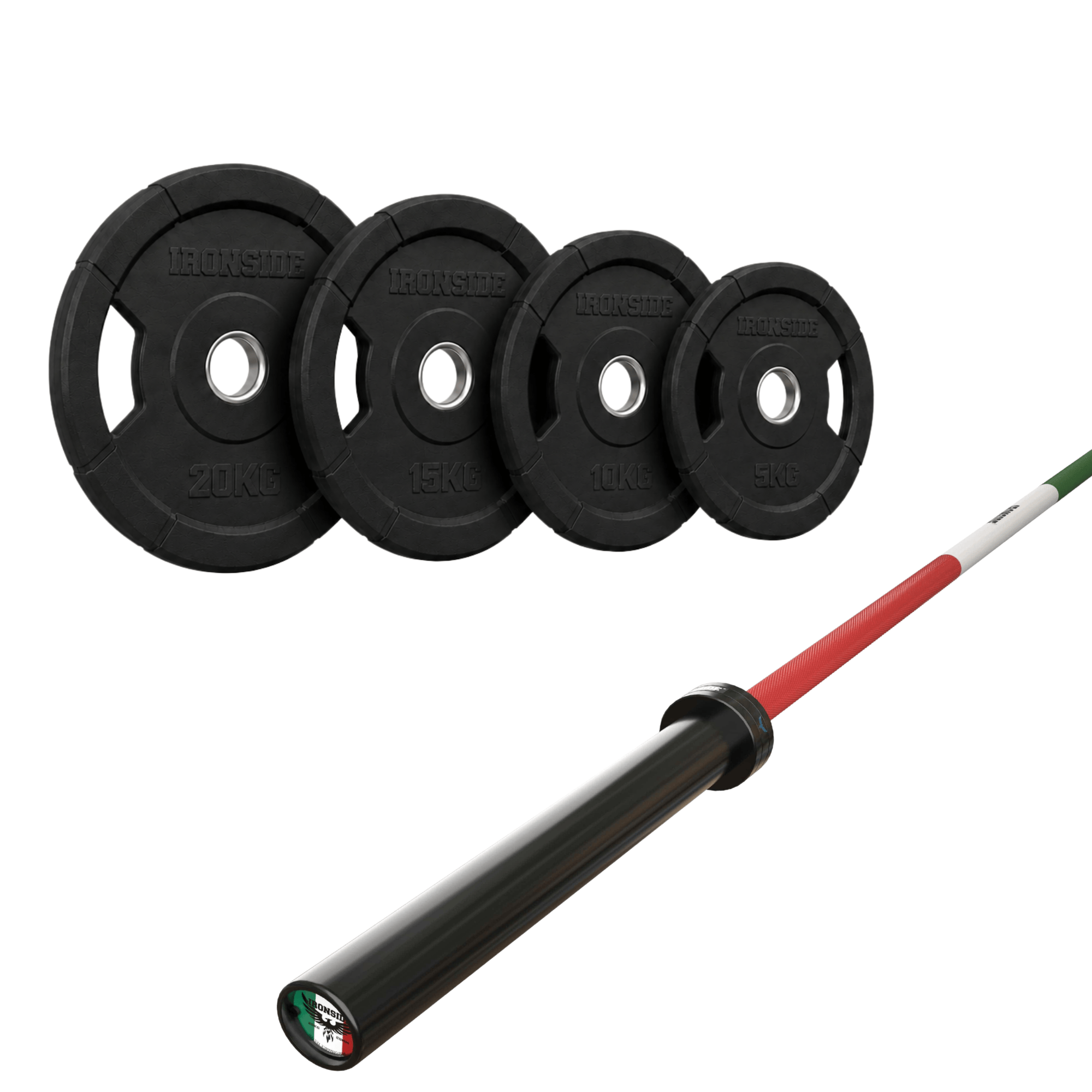 Pack IRONSIDE Barra 20 KG + Set Discos Olímpicos (KG)