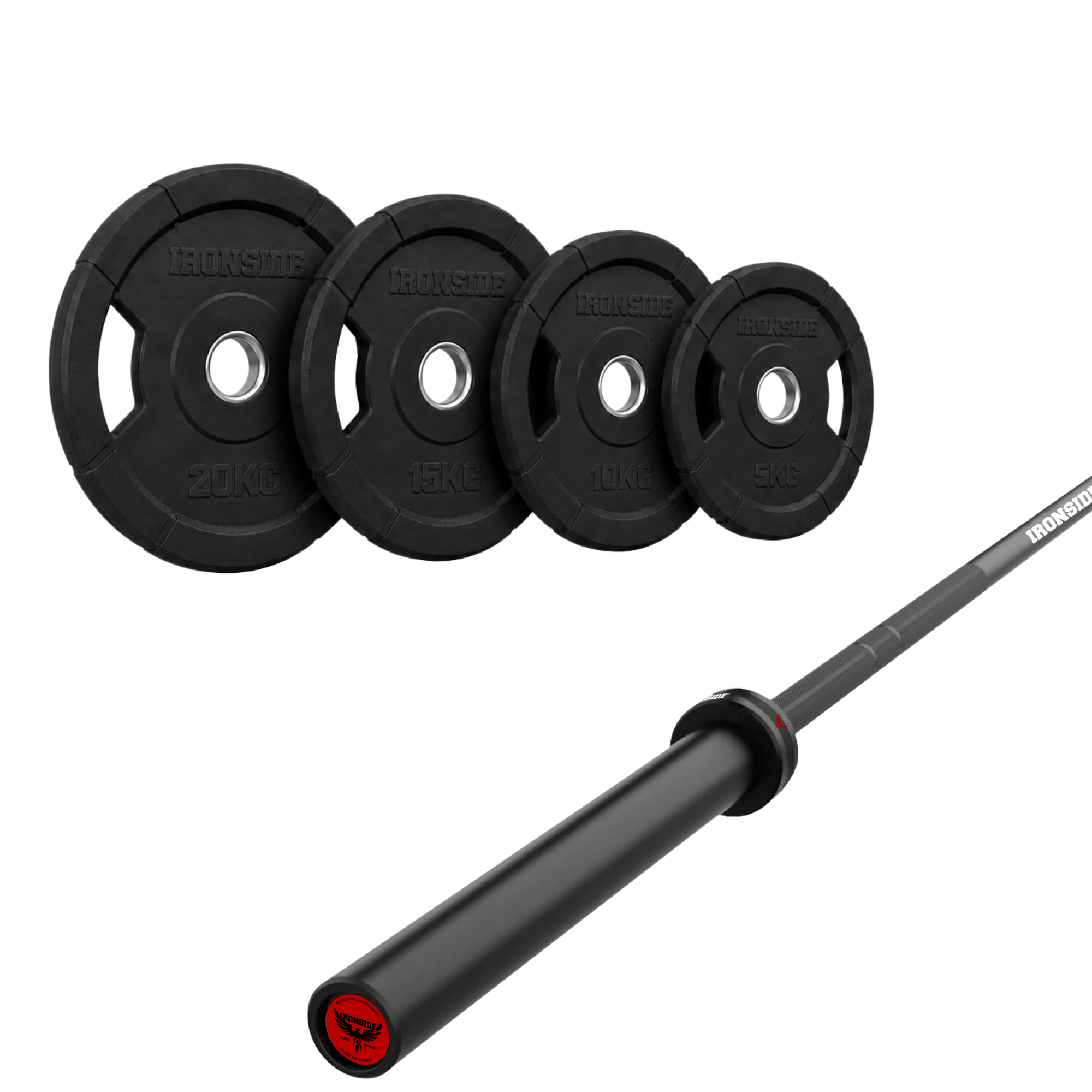 Pack IRONSIDE Barra 20 KG + Set Discos Olímpicos (KG)