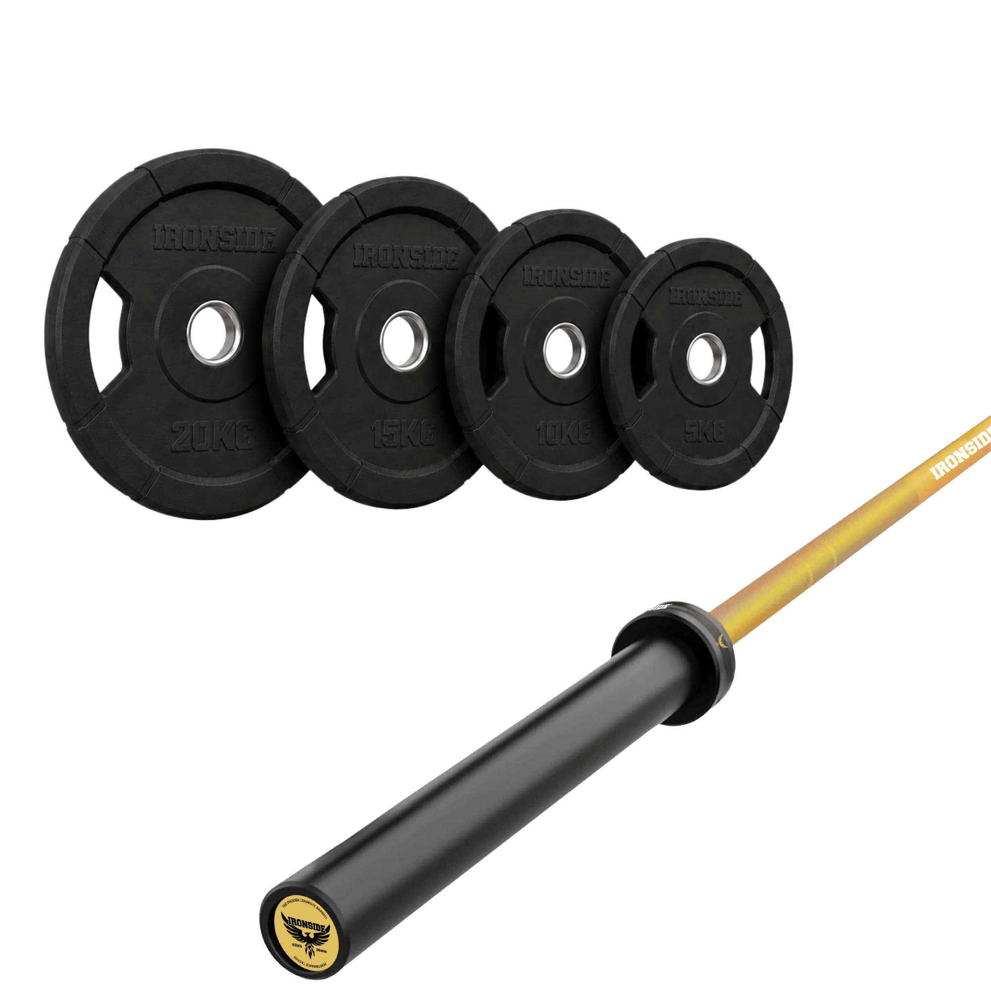 Pack IRONSIDE Barra 20 KG + Set Discos Olímpicos (KG)