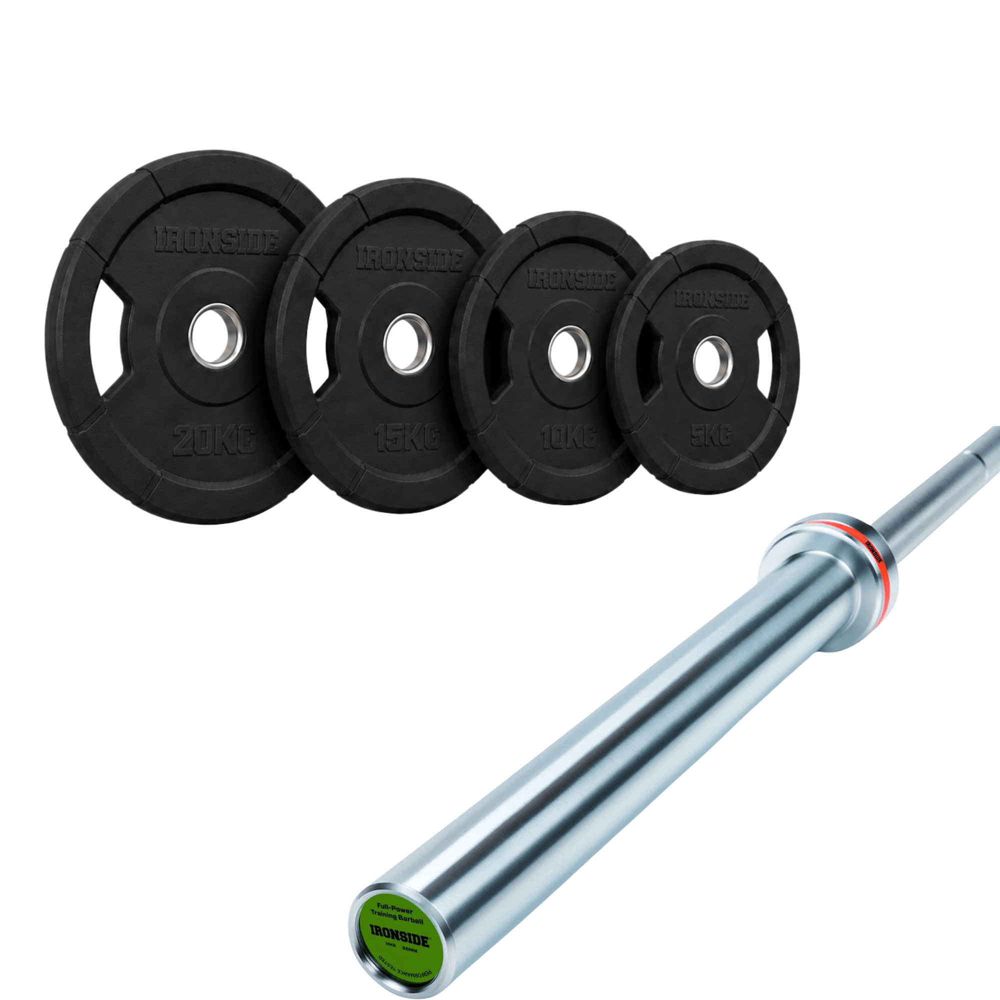 Pack IRONSIDE Barra 20 KG + Set Discos Olímpicos (KG)