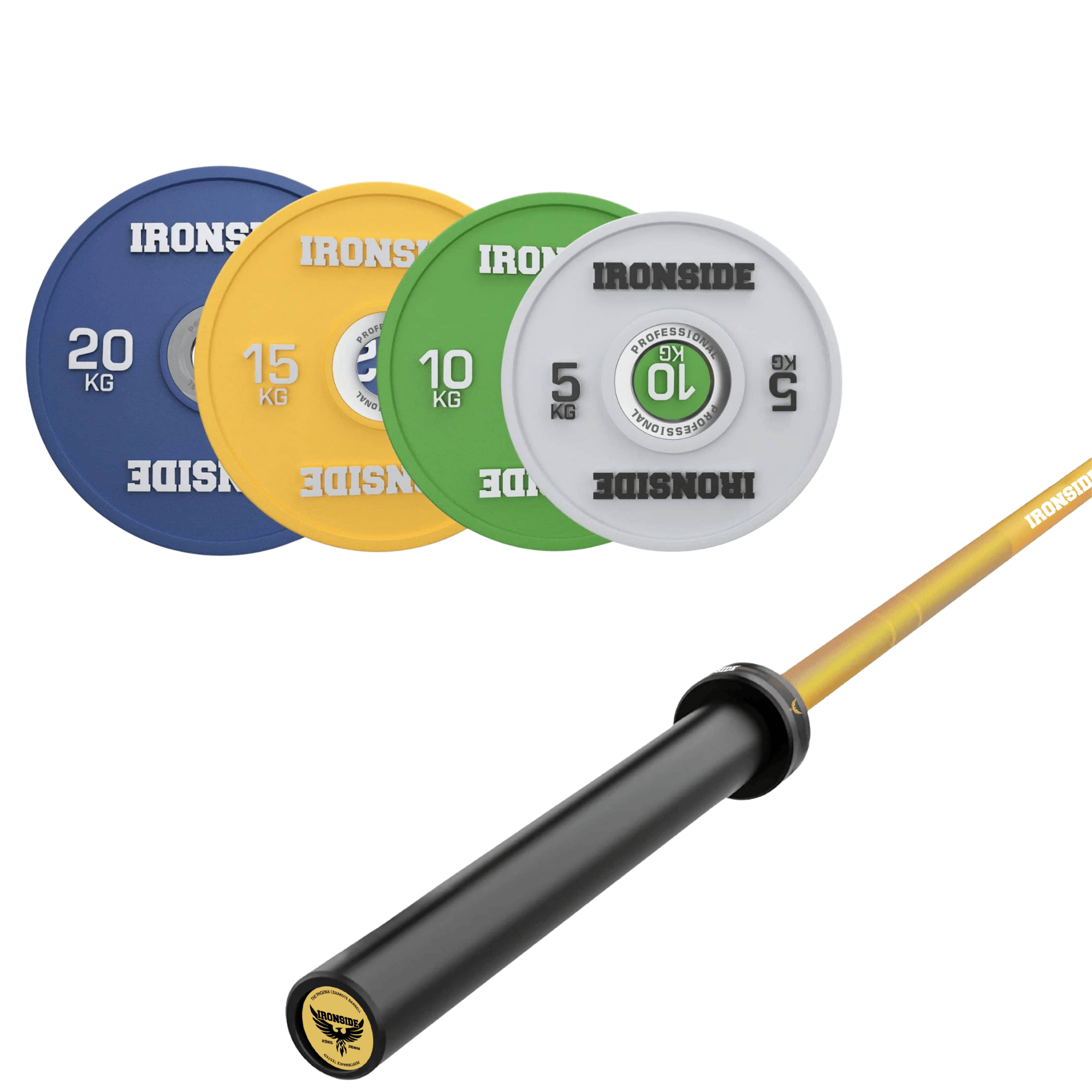 Pack IRONSIDE Barra 20 KG + Set Discos Olímpicos (KG)