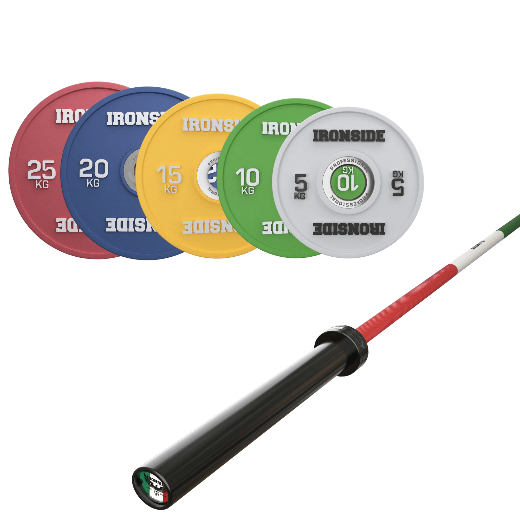 Pack IRONSIDE Barra 20 KG + Set Discos Olímpicos (KG)