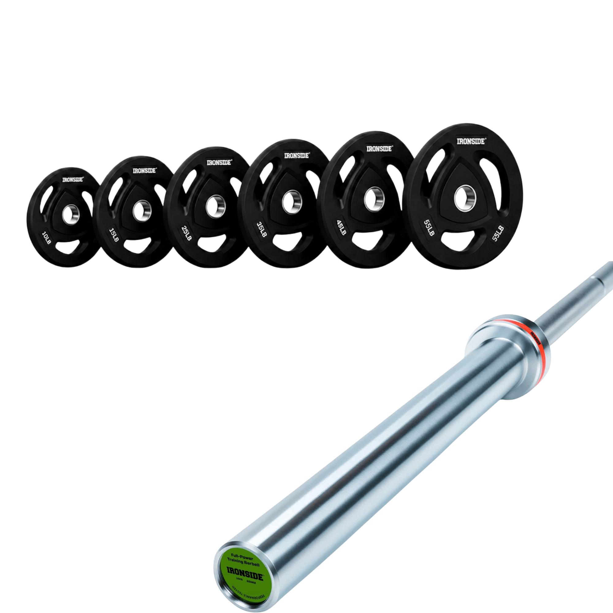 Pack IRONSIDE Barra 15 KG + Set Discos Olímpicos (LB)
