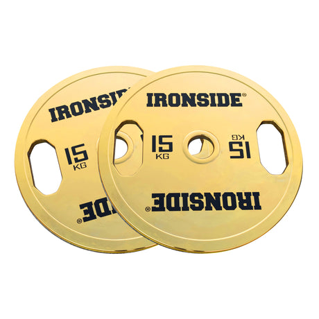Disco Olímpico Premium Gold Chromed IRONSIDE 5 a 25 KG Logrado Ac