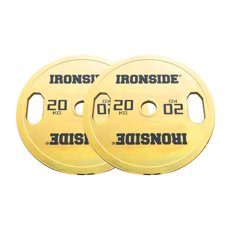 Disco Olímpico Premium Gold Chromed IRONSIDE 5 a 25 KG Logrado Ac