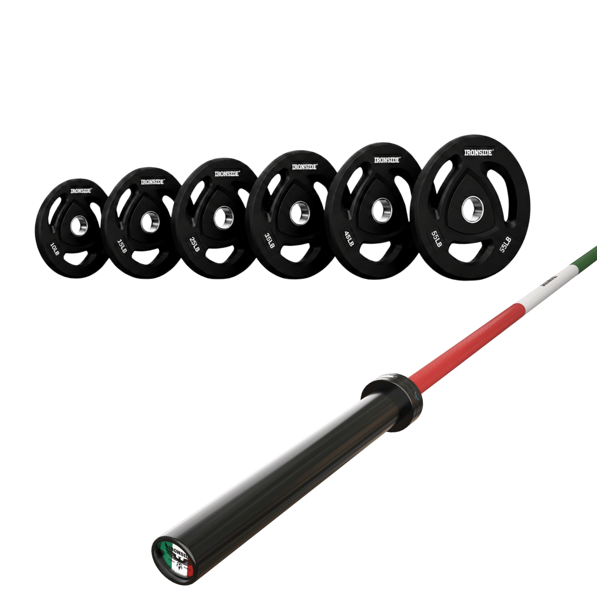 Pack IRONSIDE Barra 20 KG + Set Discos Olímpicos (LB)