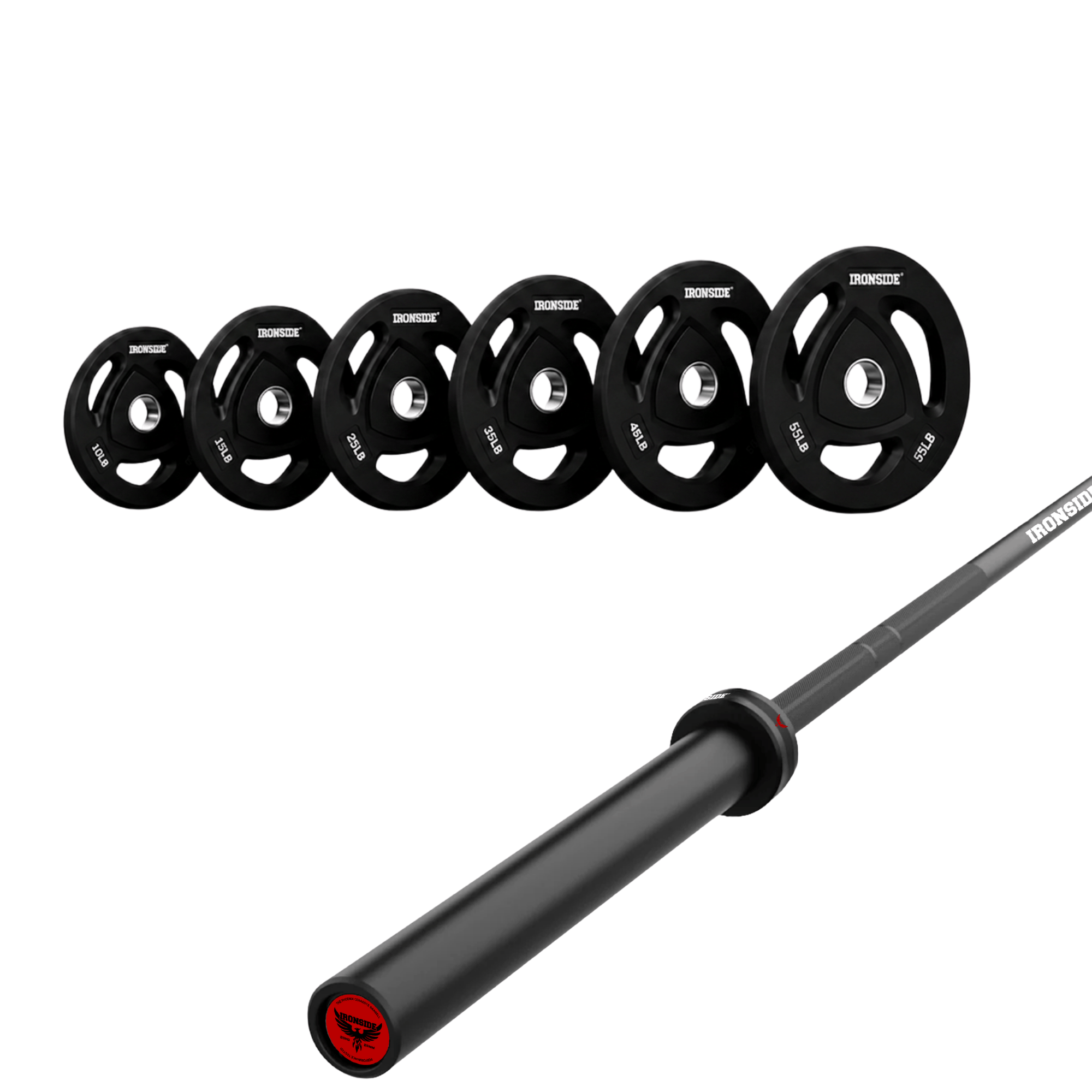 Pack IRONSIDE Barra 20 KG + Set Discos Olímpicos (LB)