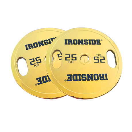 Disco Olímpico Premium Gold Chromed IRONSIDE 5 a 25 KG Logrado Ac