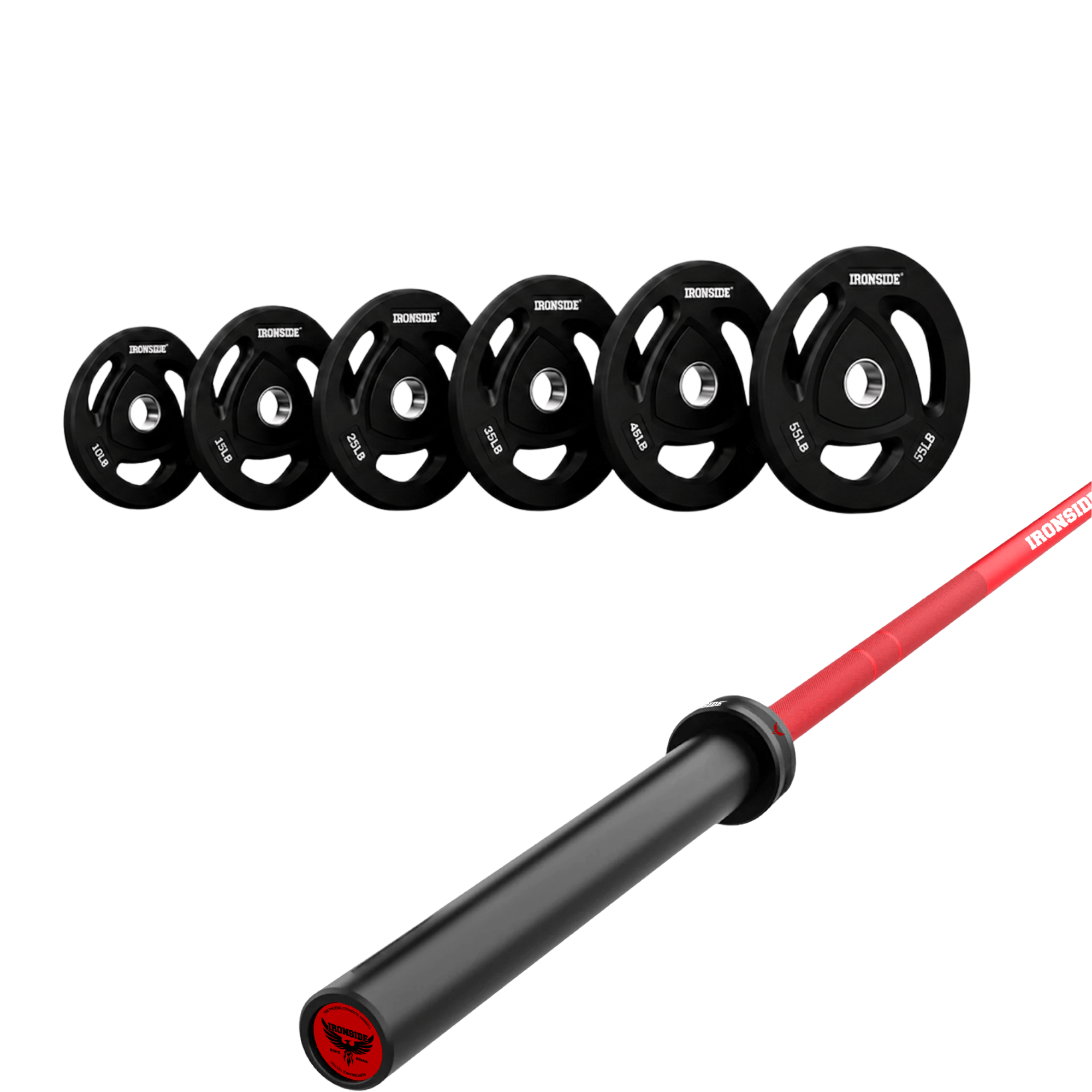 Pack IRONSIDE Barra 20 KG + Set Discos Olímpicos (LB)
