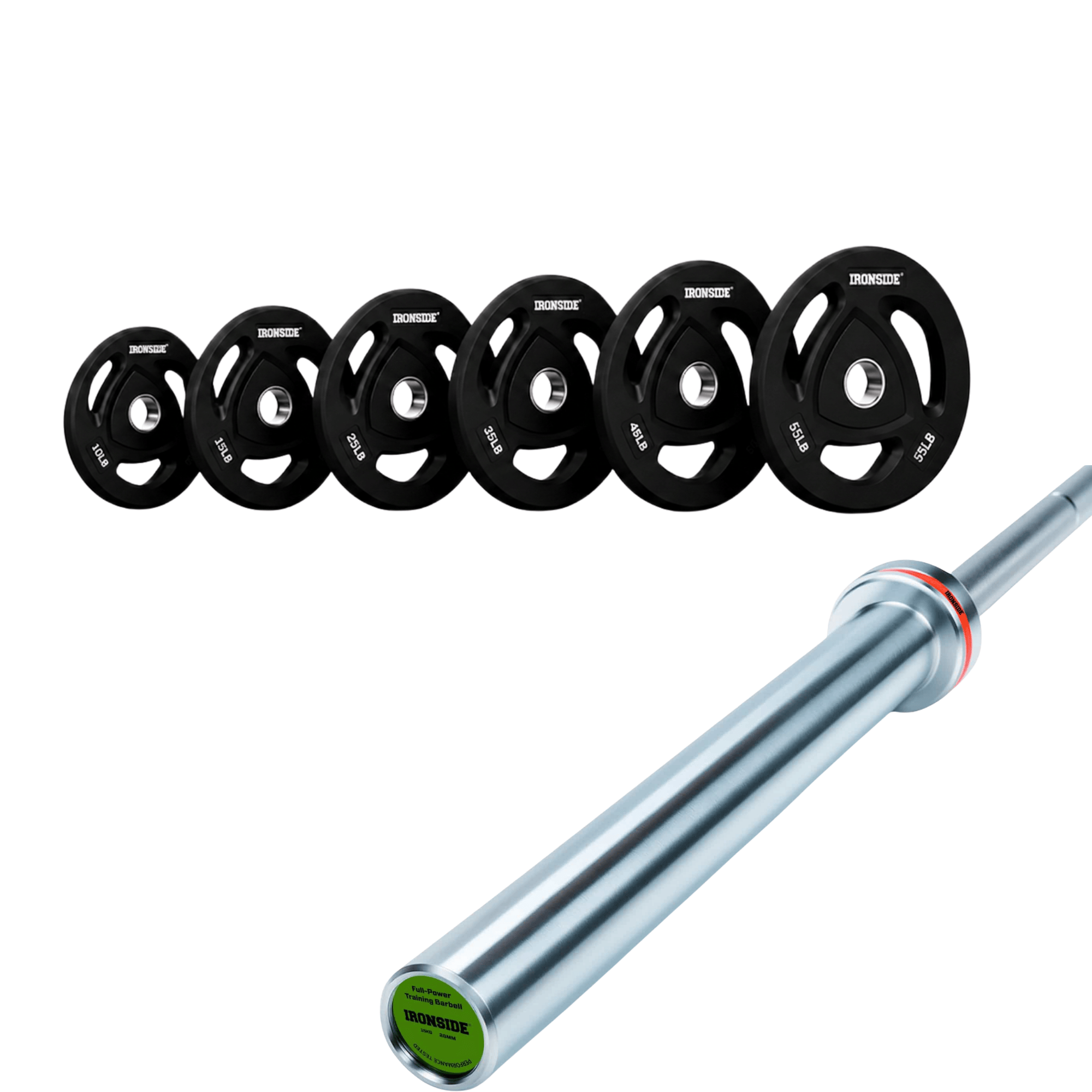 Pack IRONSIDE Barra 20 KG + Set Discos Olímpicos (LB)
