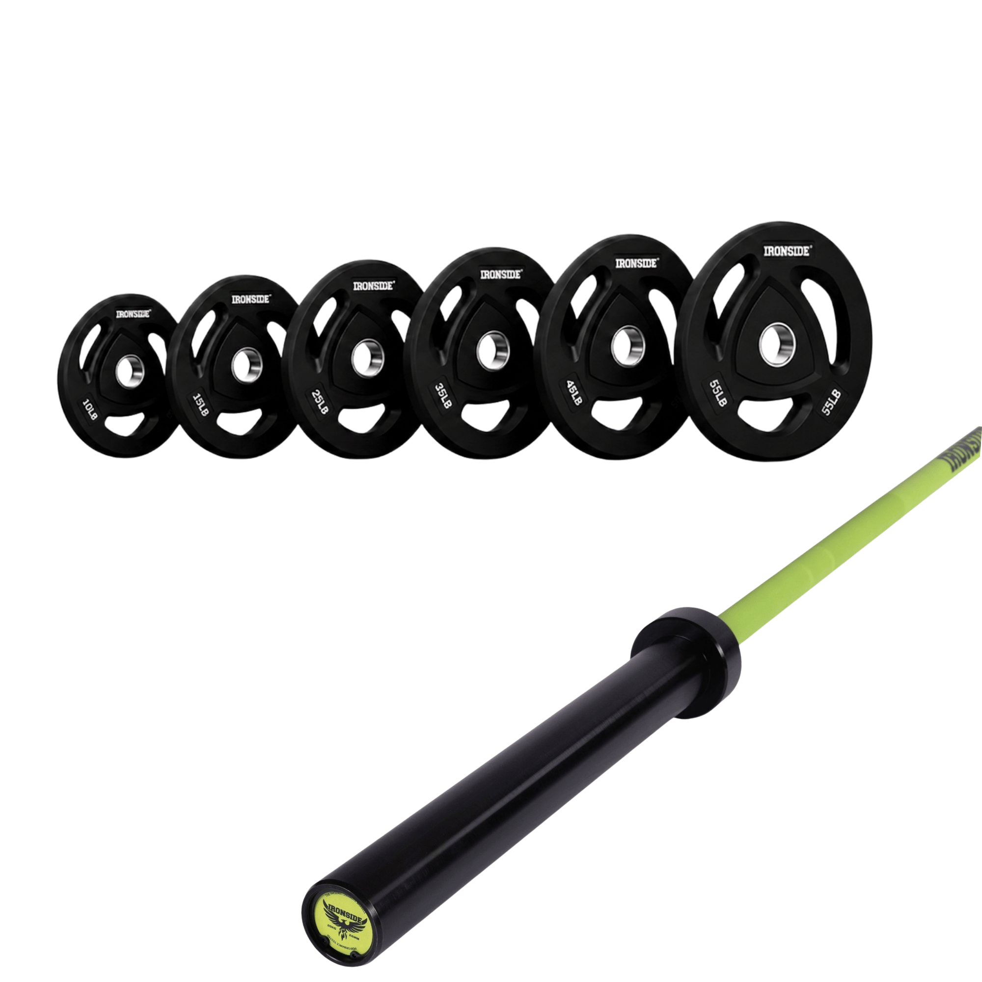 Pack IRONSIDE Barra 20 KG + Set Discos Olímpicos (LB)