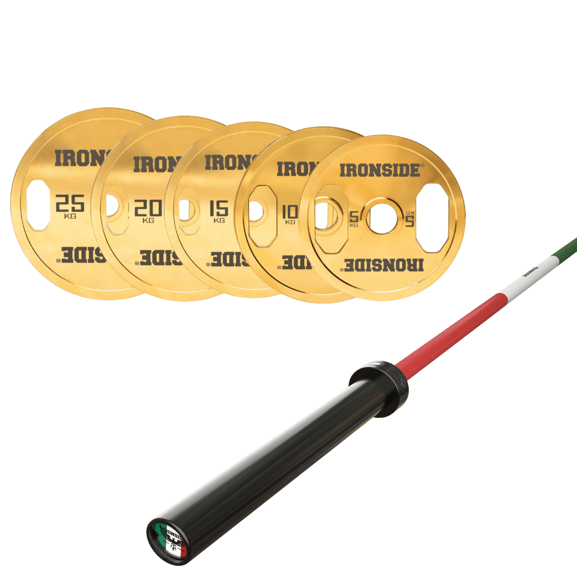 Pack IRONSIDE Barra 20 KG + Set Discos Olímpicos (KG)