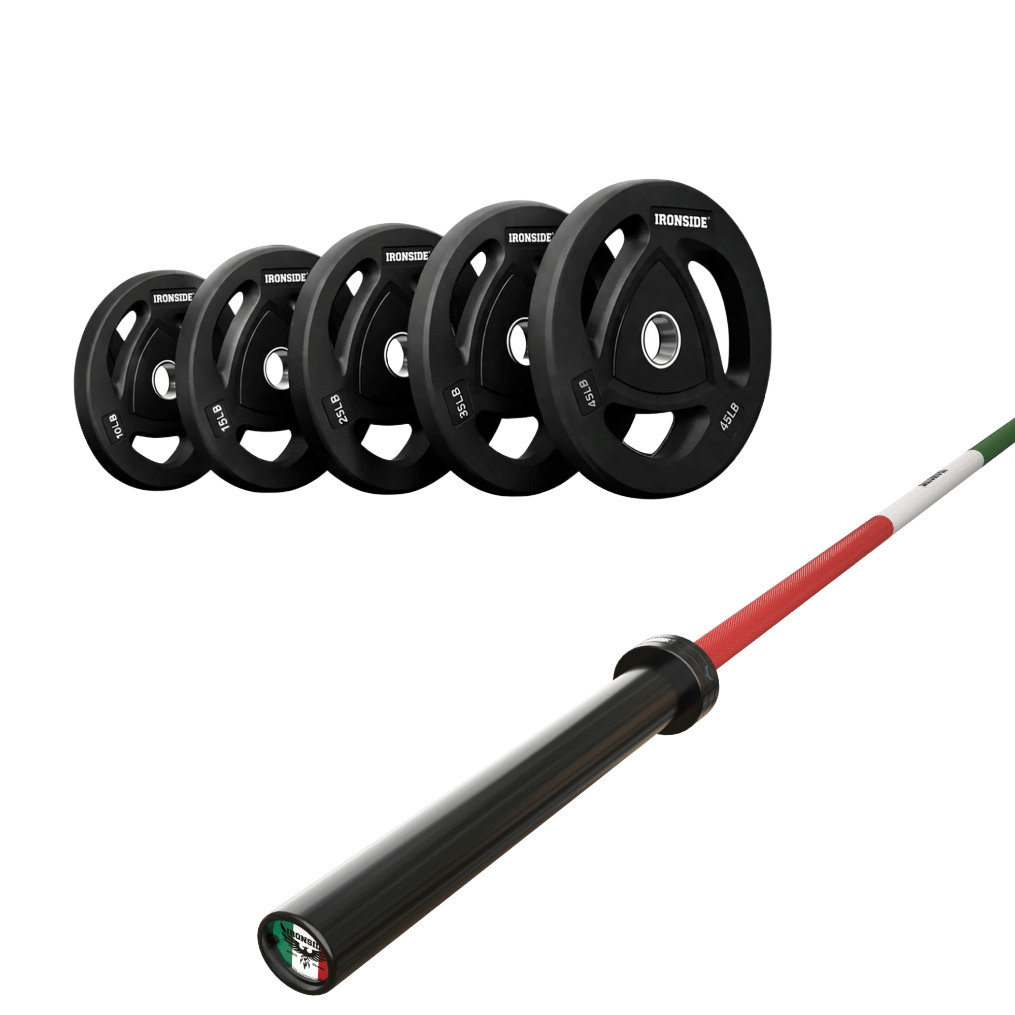 Pack IRONSIDE Barra 20 KG + Set Discos Olímpicos (LB)