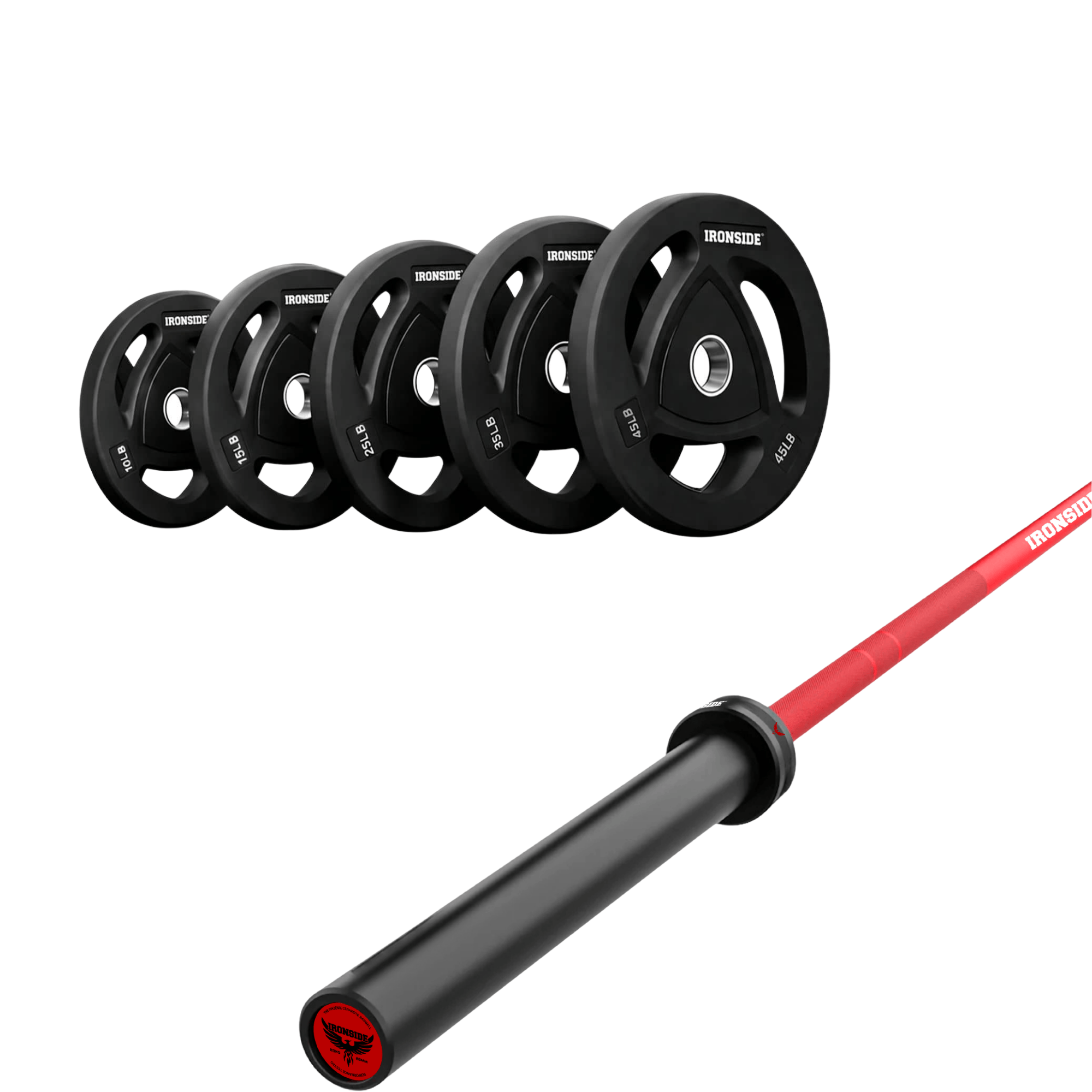 Pack IRONSIDE Barra 20 KG + Set Discos Olímpicos (LB)