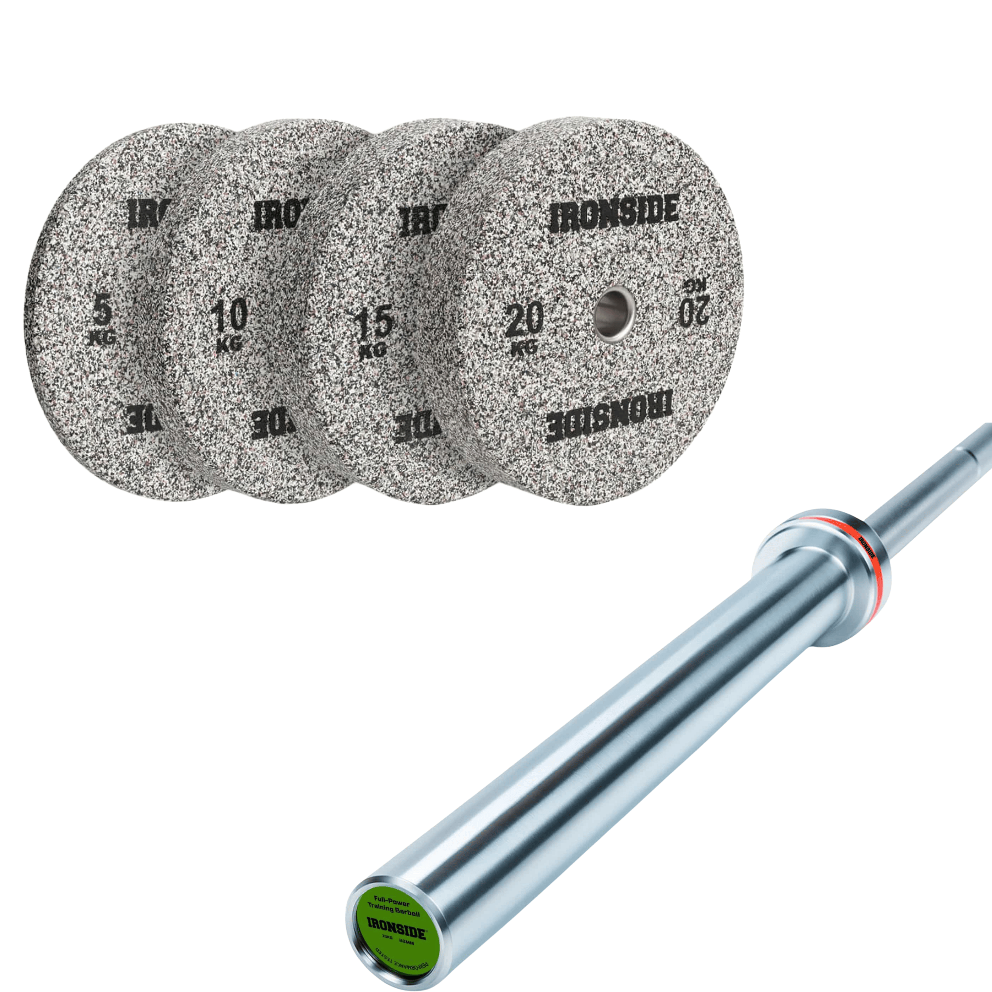 Pack IRONSIDE Barra 15 KG + Set de Discos Olímpicos (KG)