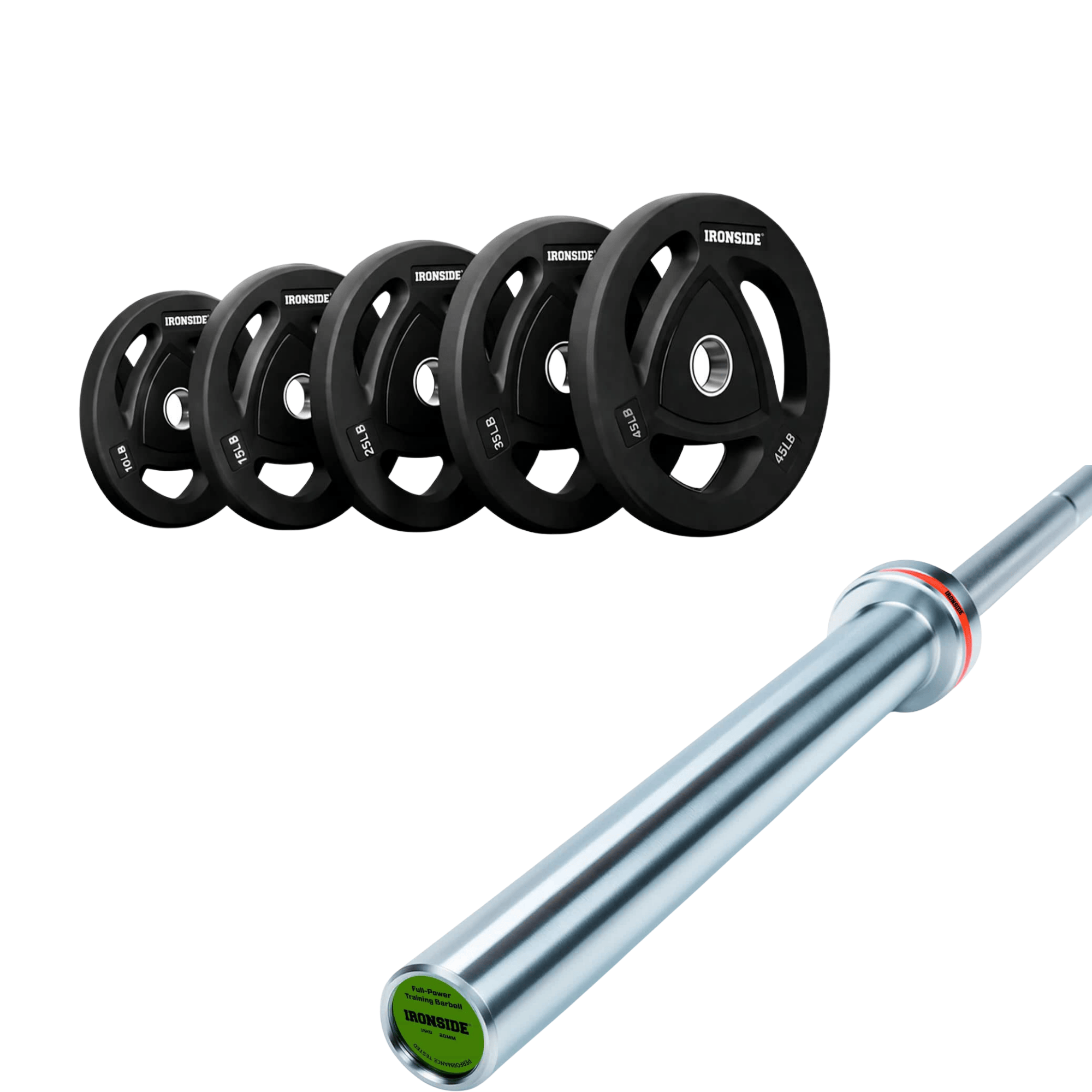 Pack IRONSIDE Barra 20 KG + Set Discos Olímpicos (LB)