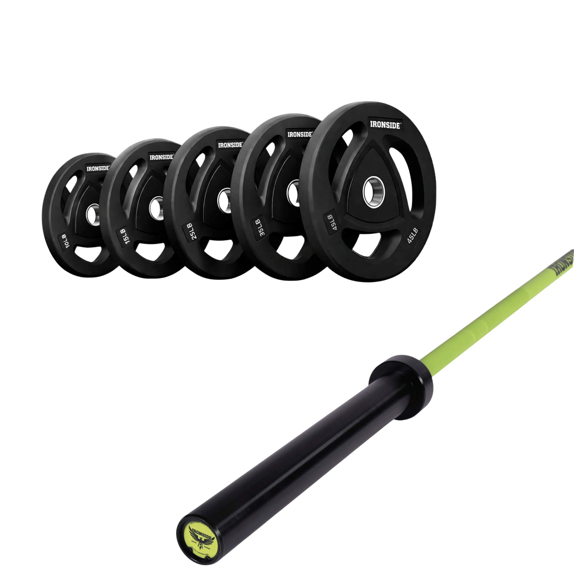 Pack IRONSIDE Barra 20 KG + Set Discos Olímpicos (LB)