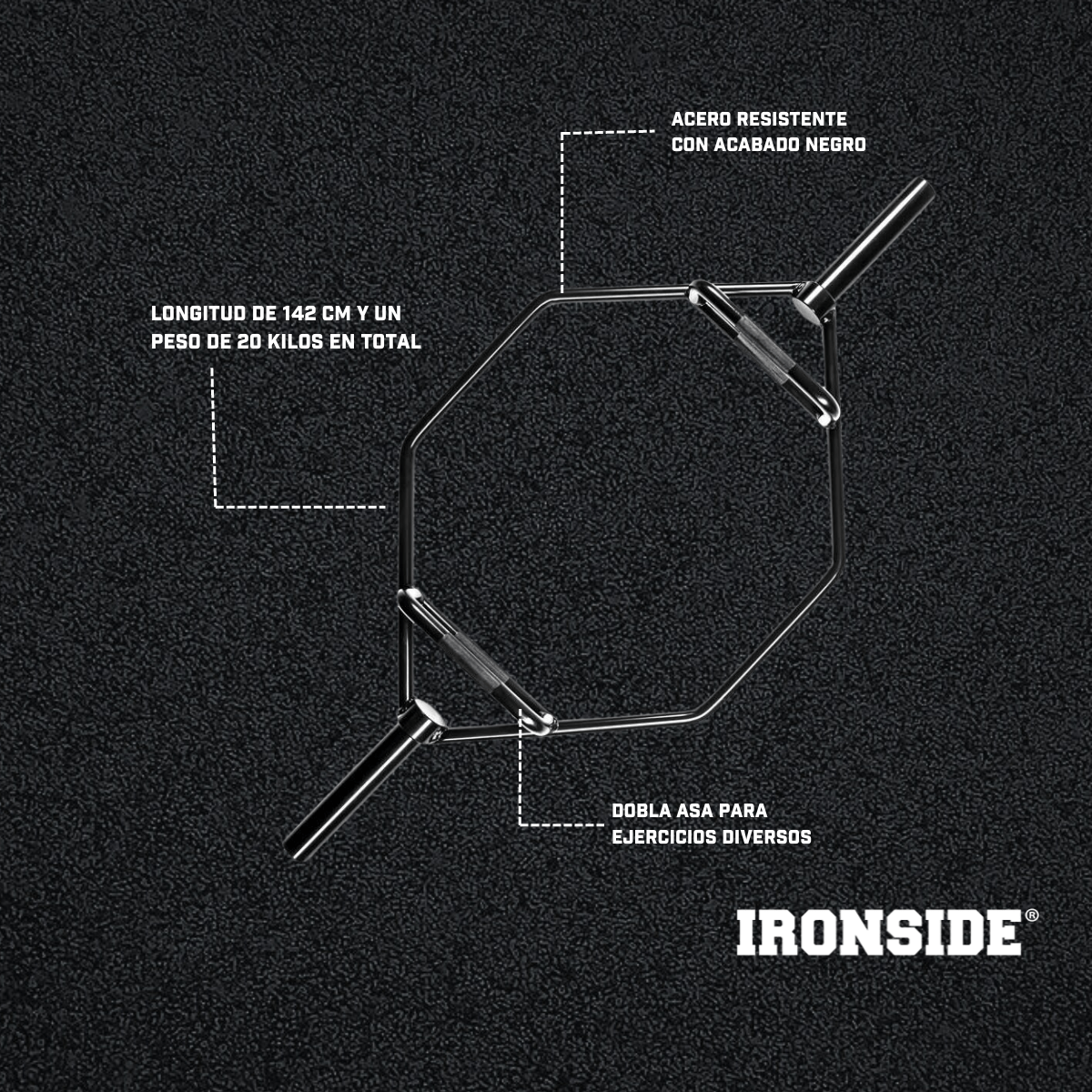 Barra Hexagonal Negra IRONSIDE