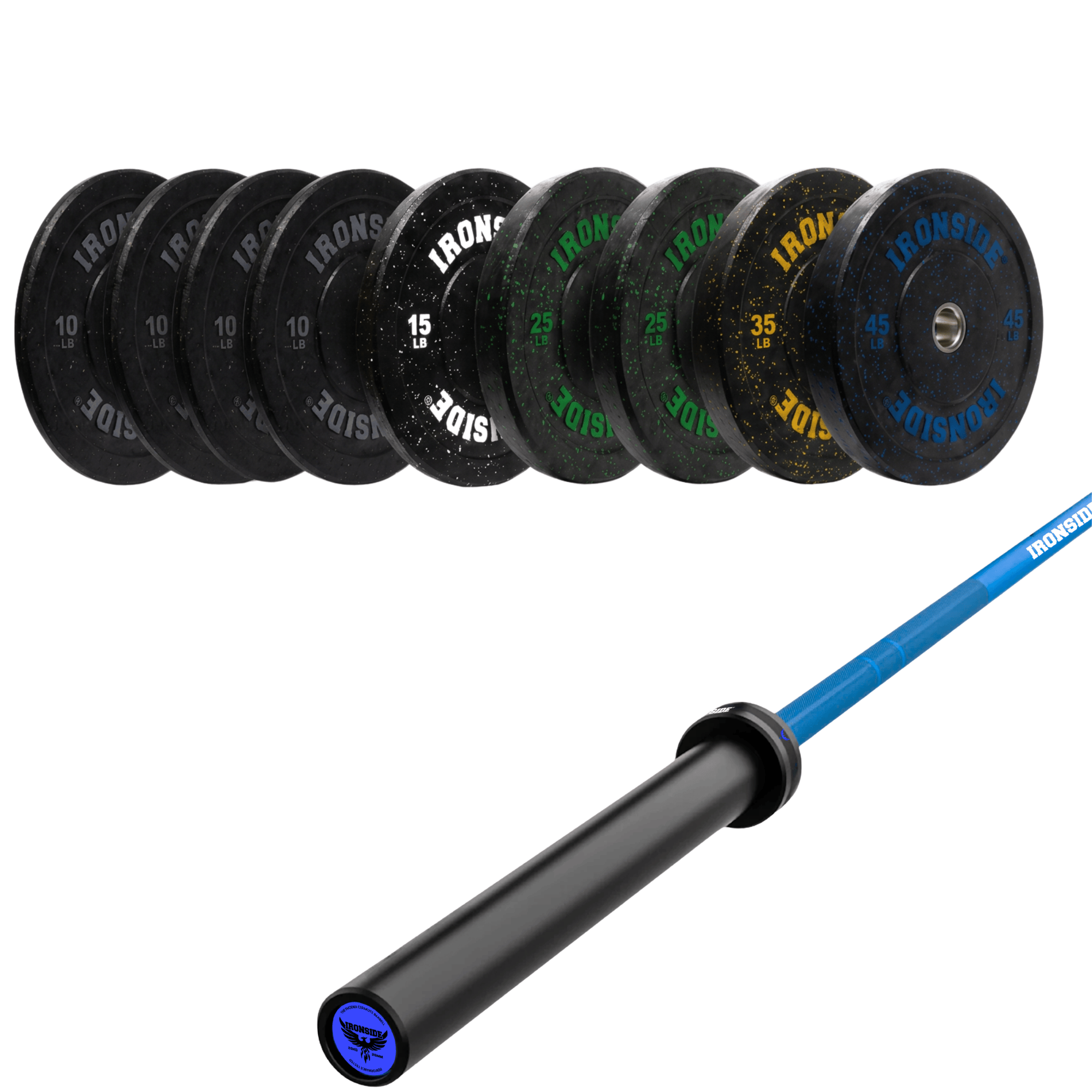 Pack IRONSIDE Barra 20 KG + Set Discos Olímpicos (LB)