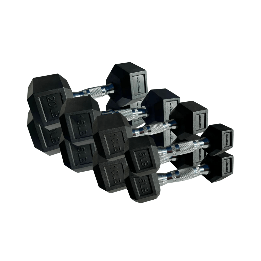 Pack 100 lb Mancuernas Hexagonales (5 a 20 lb) IRONSIDE