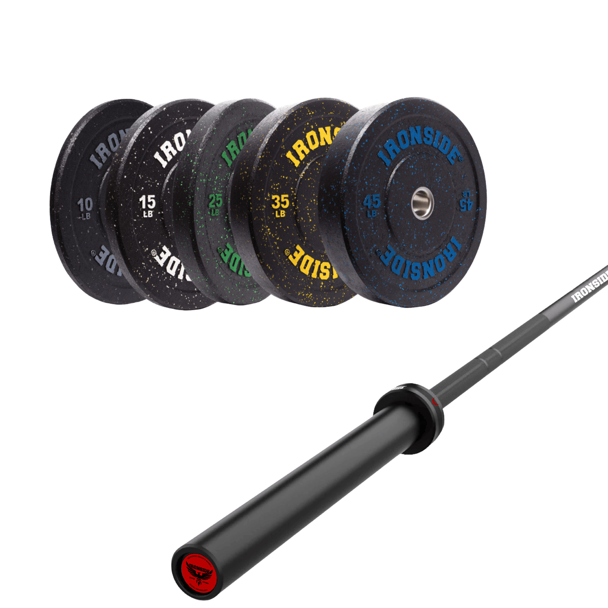Pack IRONSIDE Barra 20 KG + Set Discos Olímpicos (LB)