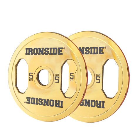 Disco Olímpico Premium Gold Chromed IRONSIDE 5 a 25 KG Logrado Ac