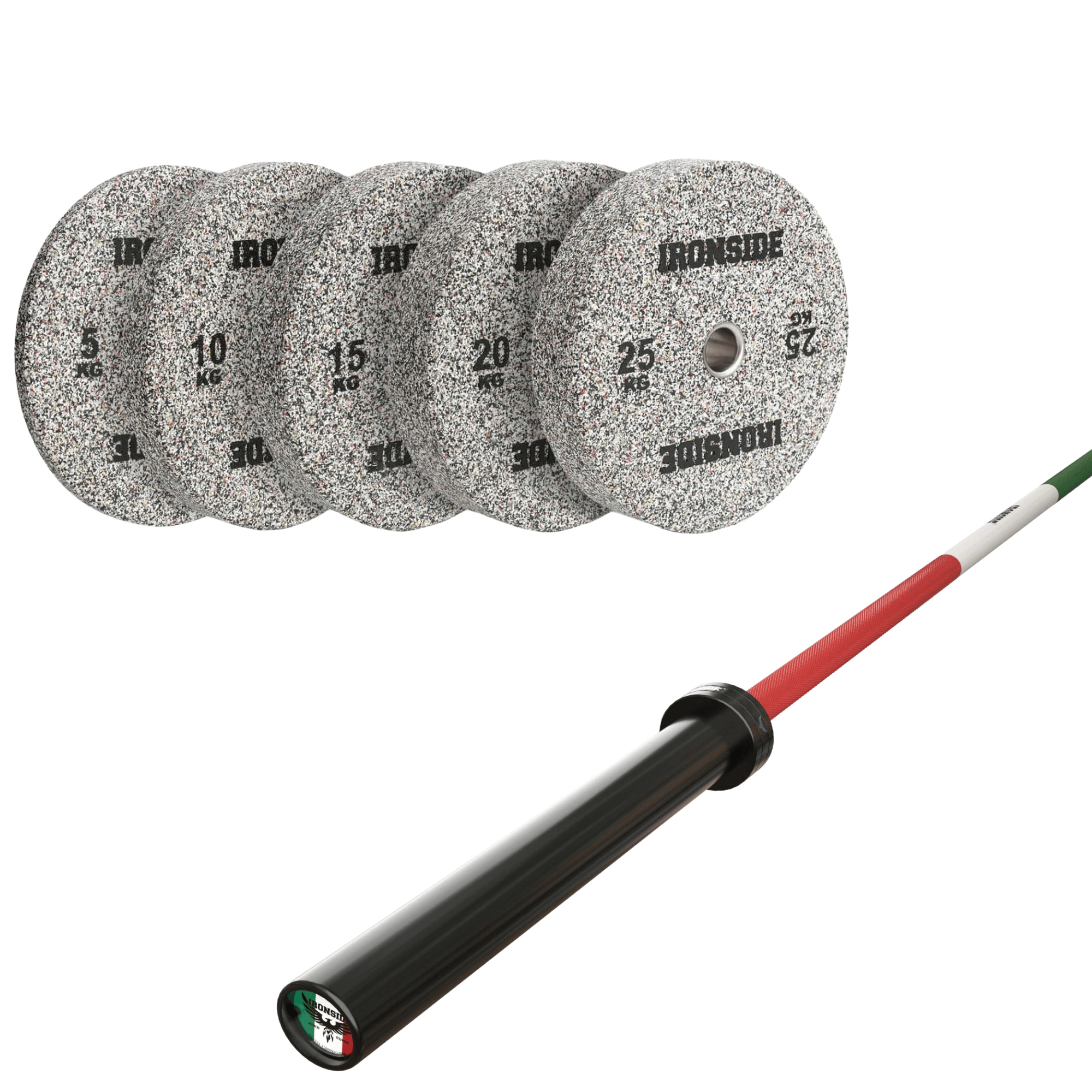 Pack IRONSIDE Barra 20 KG + Set Discos Olímpicos (KG)