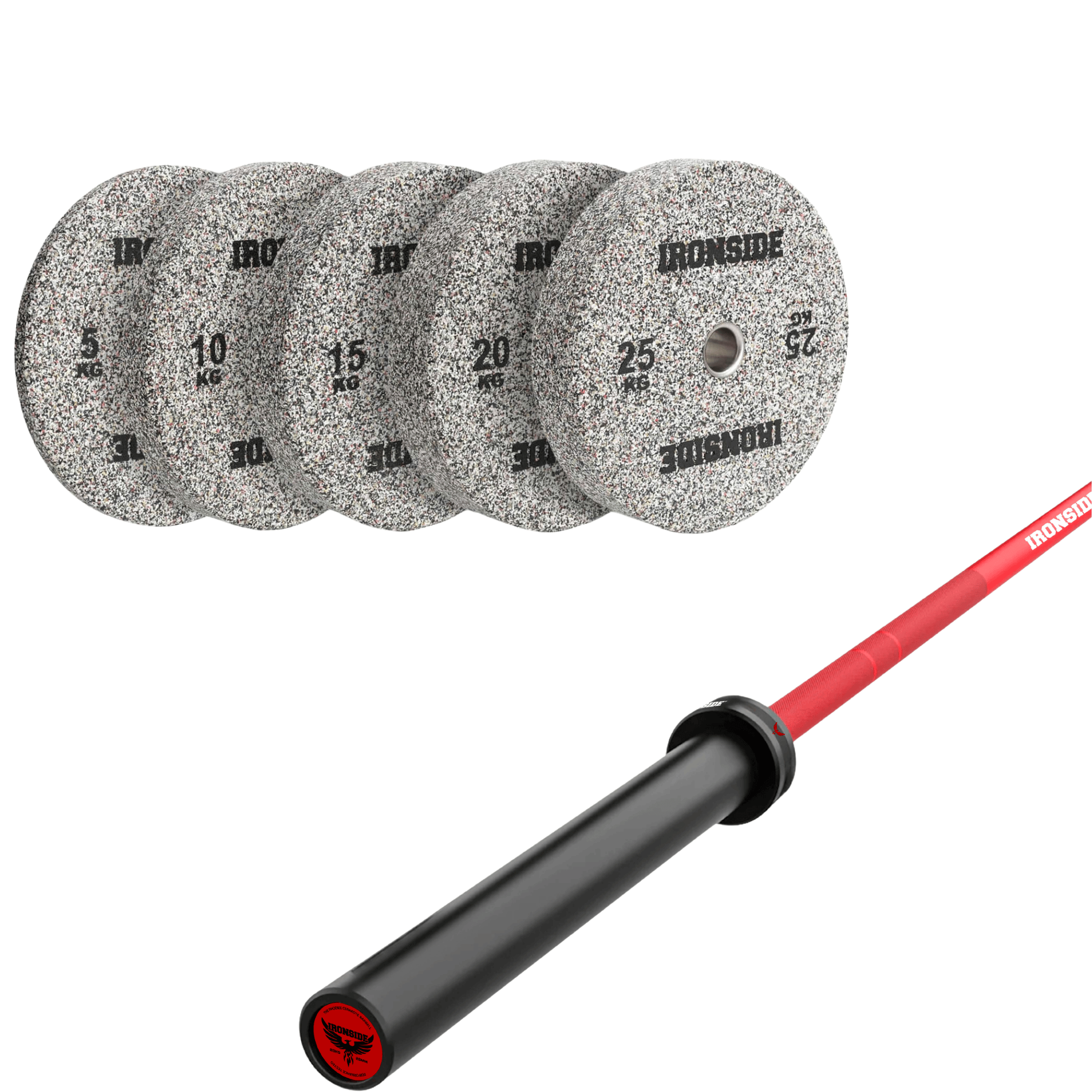 Pack IRONSIDE Barra 20 KG + Set Discos Olímpicos (KG)