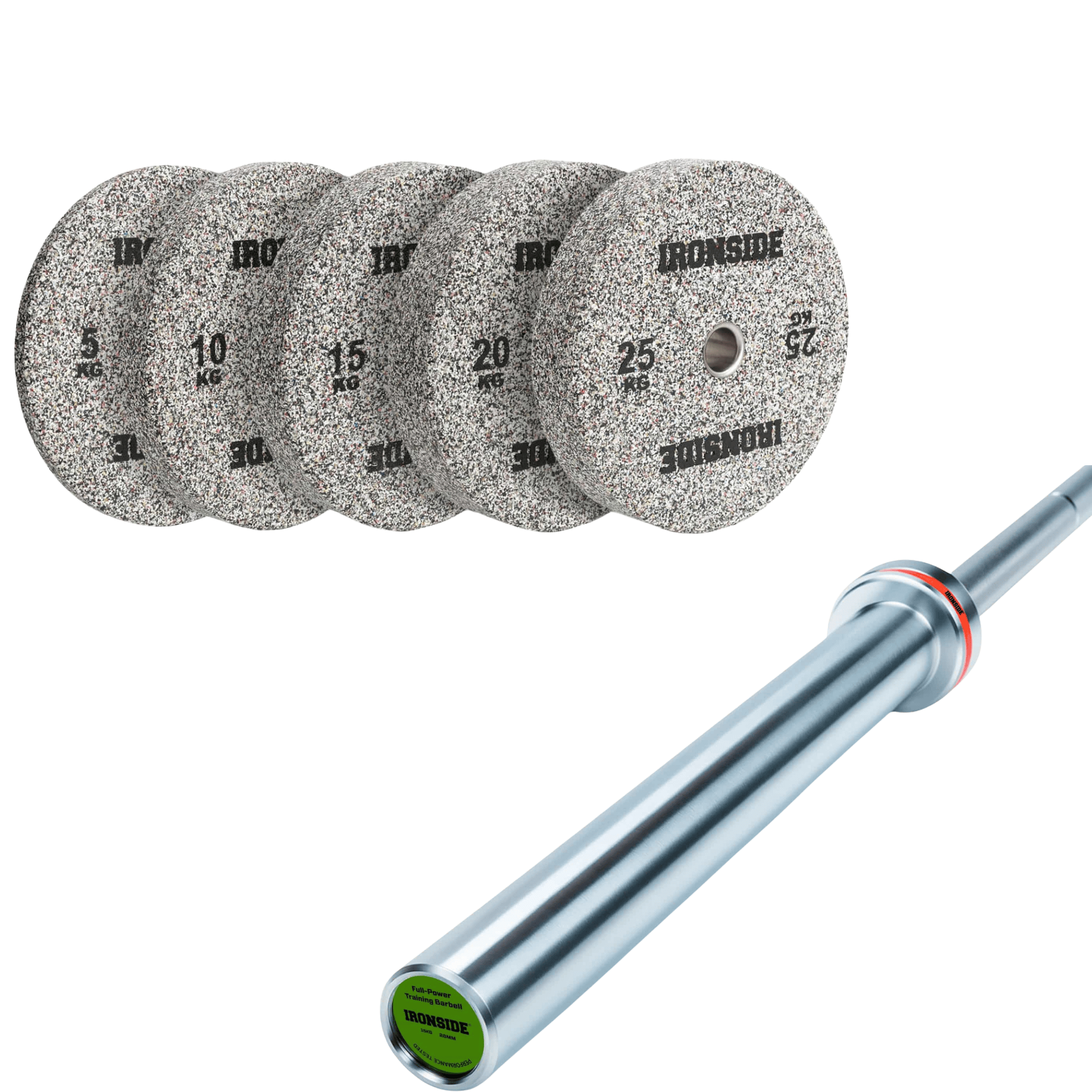 Pack IRONSIDE Barra 20 KG + Set Discos Olímpicos (KG)