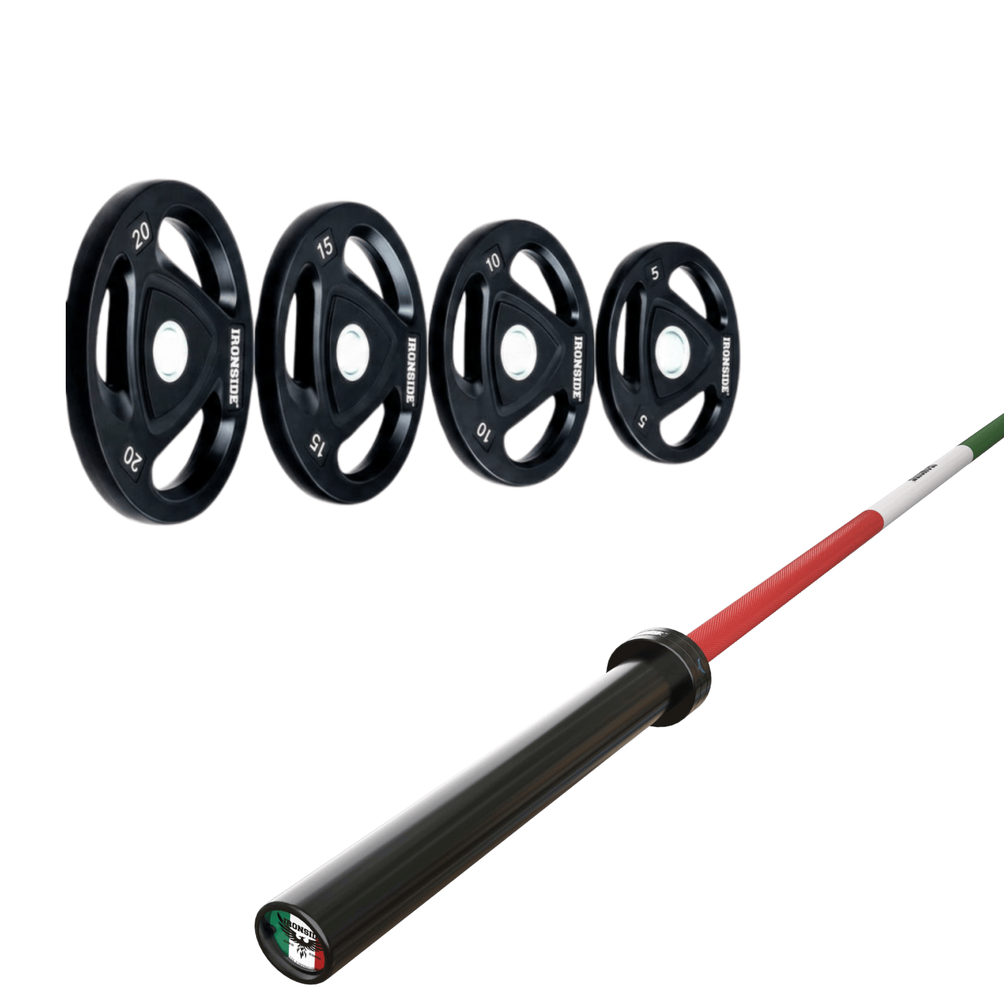 Pack IRONSIDE Barra 20 KG + Set Discos Olímpicos (KG)