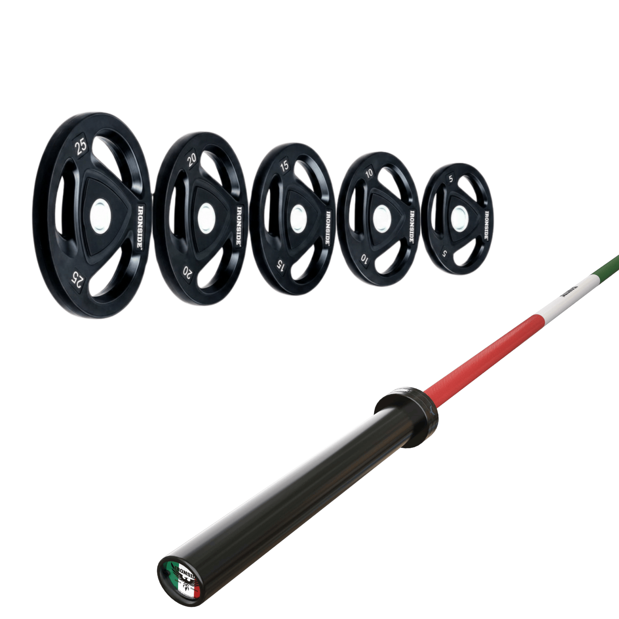 Pack IRONSIDE Barra 20 KG + Set Discos Olímpicos (KG)
