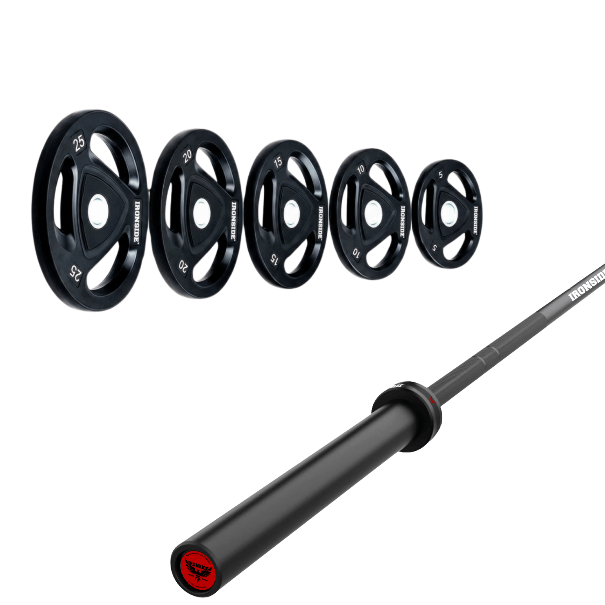 Pack IRONSIDE Barra 20 KG + Set Discos Olímpicos (KG)