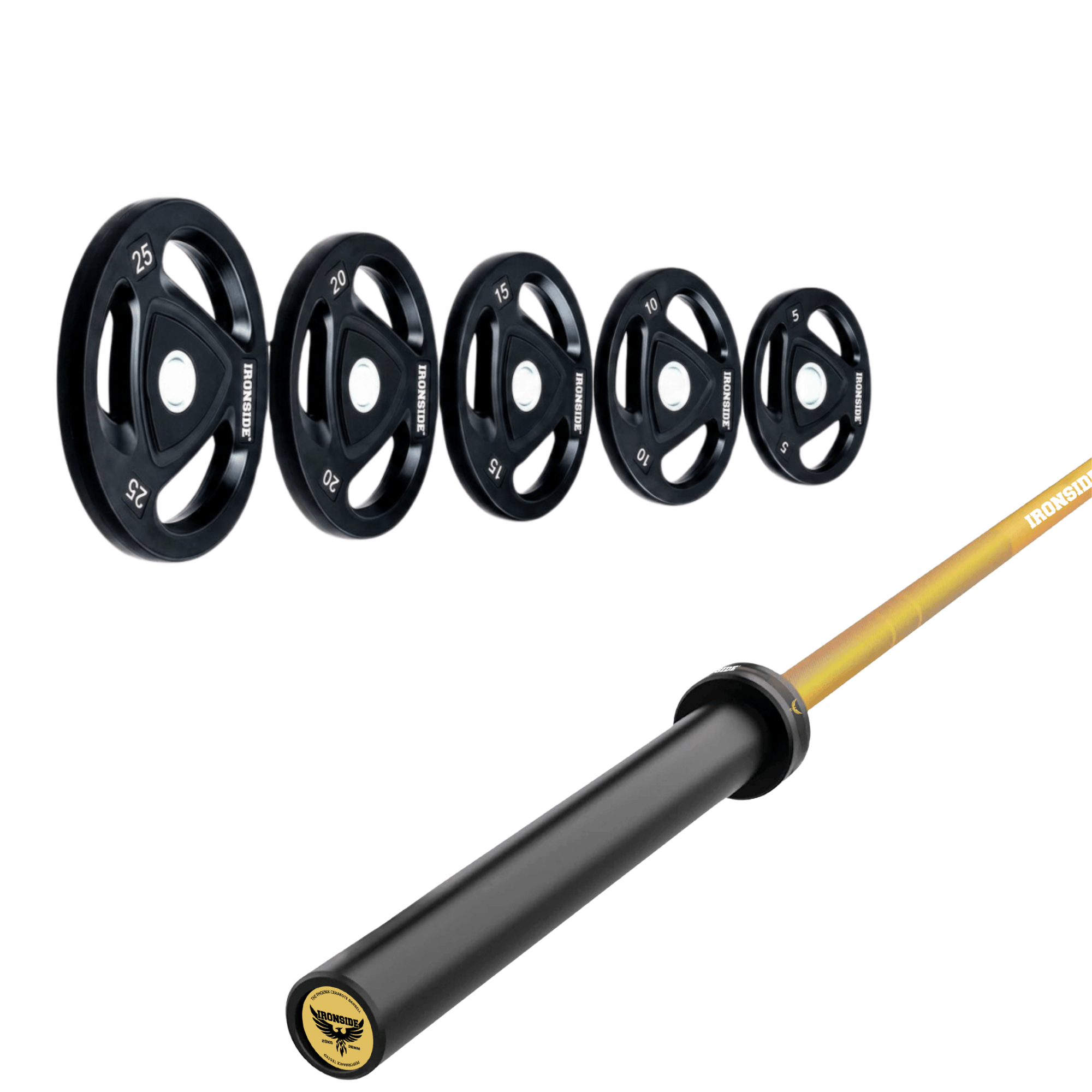 Pack IRONSIDE Barra 20 KG + Set Discos Olímpicos (KG)