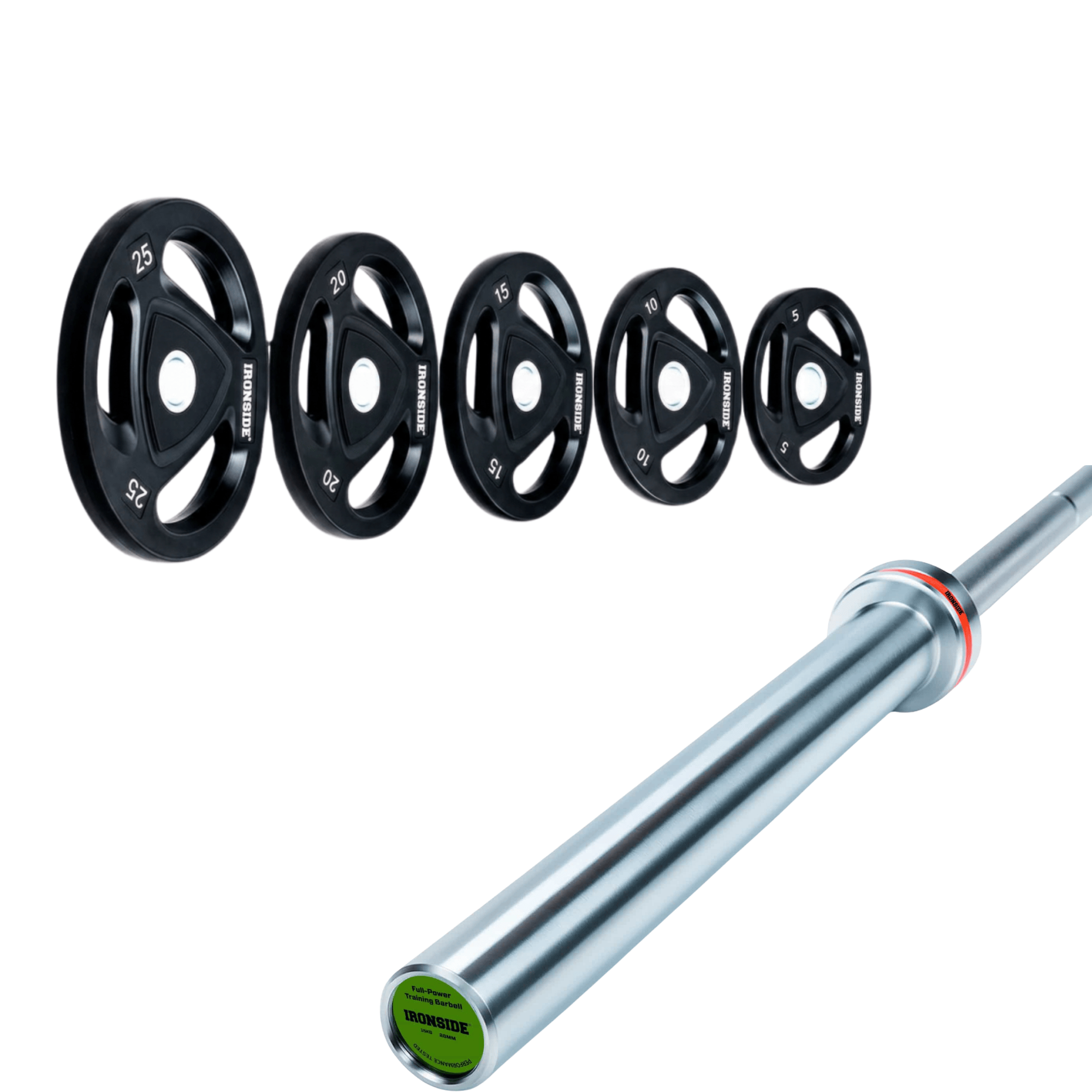 Pack IRONSIDE Barra 20 KG + Set Discos Olímpicos (KG)