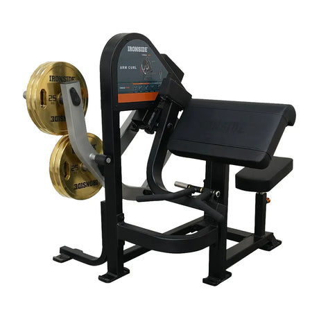 Máquina de curl profesional con ajustes precisos, resistencia modulable y alineación perfecta del brazo para entrenamientos de bíceps seguros y de alto rendimiento.