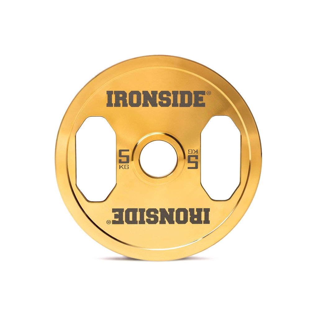 Disco Olímpico Premium Gold Chromed IRONSIDE 5 a 25 KG