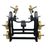 Chest Press plate loaded con ajustes de respaldo, doble agarre y brazos independientes para un empuje estable, progresivo y adaptable en gimnasios de alto uso.