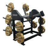 Chest Press plate loaded con ajustes de respaldo, doble agarre y brazos independientes para un empuje estable, progresivo y adaptable en gimnasios de alto uso.