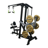 Máquina Iso Lateral Front Lat Pull Down plate loaded con Torque Arm, tracción unilateral estable y ajustes multipunto para dorsal en gimnasios profesionales.