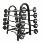 Set 10 Barras Mixtas Peso Fijo CPU (20 a 60lb) + Rack de Almacenamiento IRONSIDE