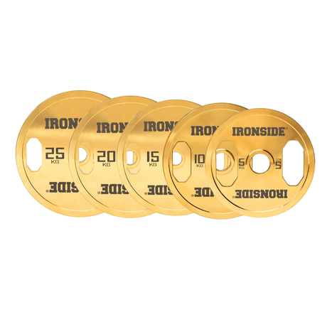 Disco Olímpico Premium Gold Chromed IRONSIDE 5 a 25 KG