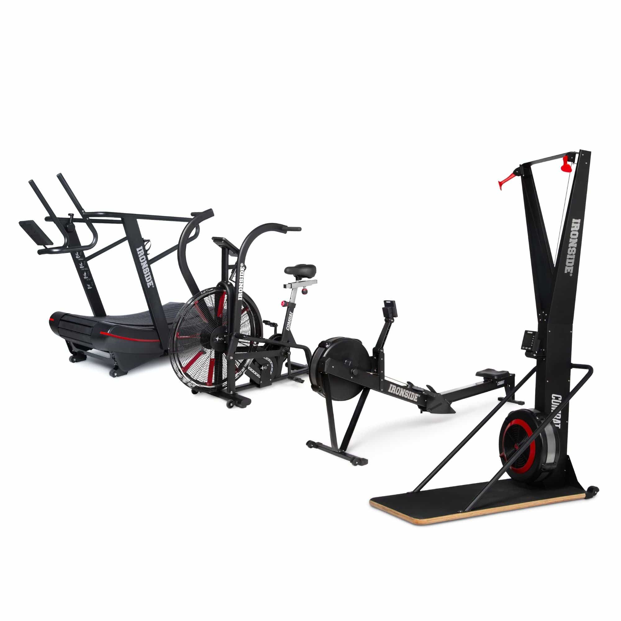 Pack IRONSIDE Combat Caminadora Curva + Air Bike + Remadora + Ski Erg