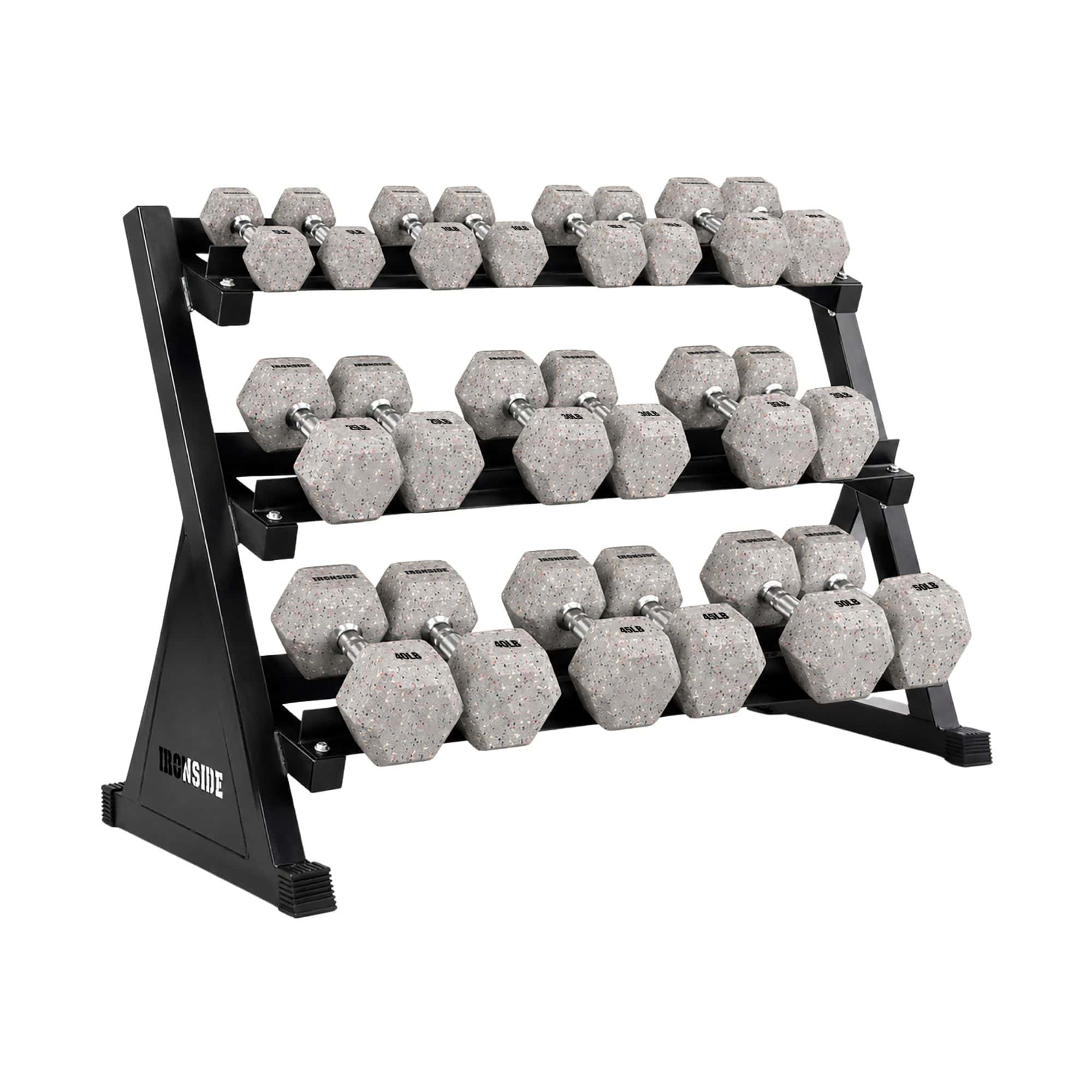Pack IRONSIDE Mancuernas Hexagonales (LB) + Rack de Almacenamiento