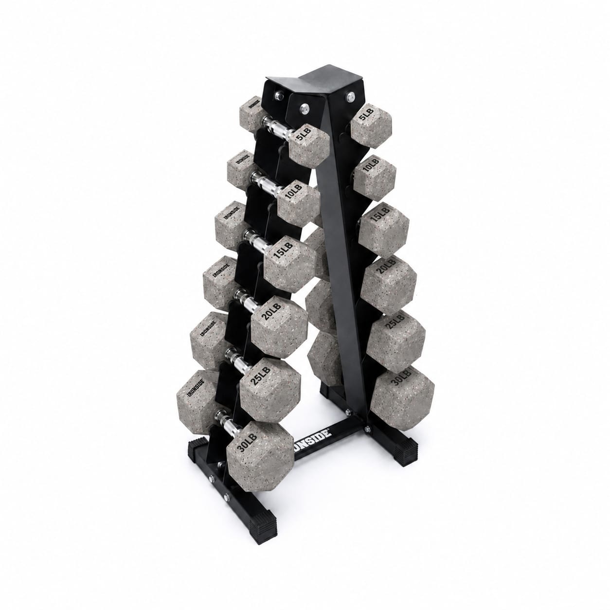 Pack IRONSIDE Mancuernas Hexagonales (LB) + Rack de Almacenamiento